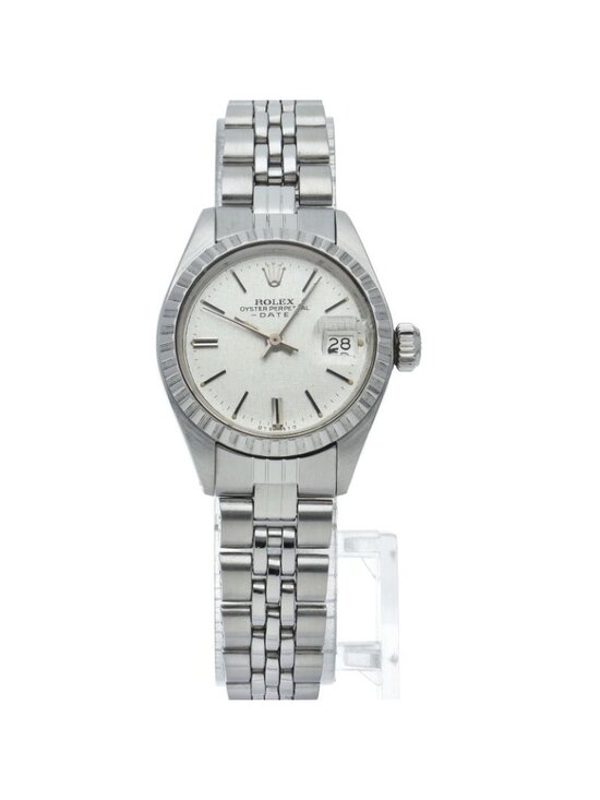 Rolex Oyster Perpetual Date Mosaic Dial Antique SS Watch Silver Polished main image 6